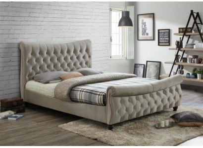 Chesterfield Tekstiili Tyyny Sänky Suunnittelija Sängyt Beige Hotelli Kaksinkertainen Makuuhuone