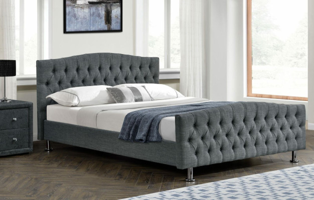 Makuuhuonesuunnittelija Chesterfield Harmaa parisänky Elegantit vuoteet