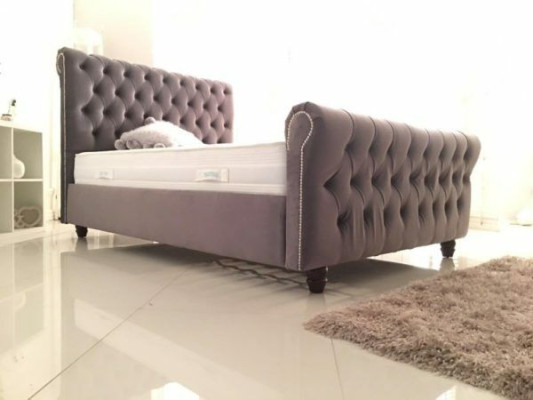 Chesterfield Bett Design makuuhuone Englantilaiset sängyt 200x200cm Tekstiili pehmuste