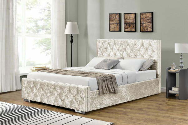 Valkoinen tekstiili Chesterfield sänky makuuhuone parisänky moderni sänky