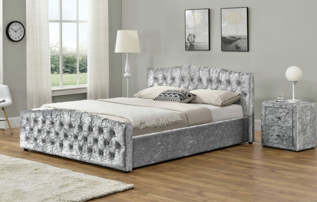 Moderni Harmaa Chesterfield -tyylinen Luksus Kaksoisvuode Designer Makuuhuoneen Sängyt