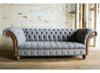 Tyylikäs harmaa Chesterfield kolmonen luksus olohuoneen sohva
