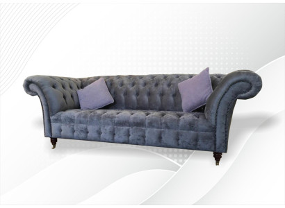 Chesterfield 3-istuttava xxl Pehmustettu Istuinsohva Sofa Garnituuri Iso Soiva Harmaa Uusi