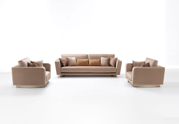 Sohvakalusto 3+1+1 Istuinpaikka Set Design-sohva Päällystetty sohva Klassinen 3-osainen