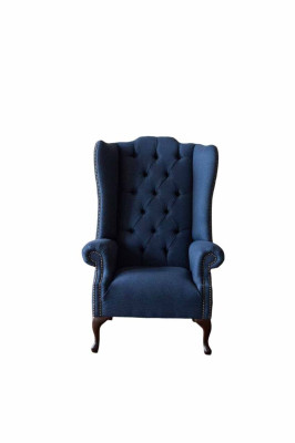 Sessel-mallinen Relax-Design-tekstiilinen lepotuoli Luxus-harmaa verhoiltu istuin Chesterfield
