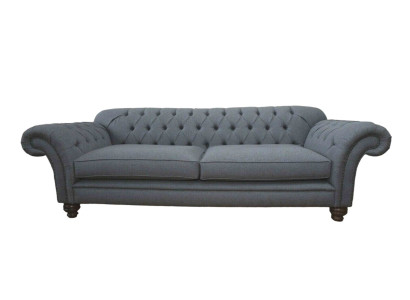 Sohva Luxus Tekstiili Chesterfield Sofa Verhoiltu 3-paikkainen Harmaa Design