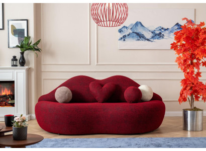 Lippen 3-istuttava designer-sohva verhoiltu sohva tekstiili punainen