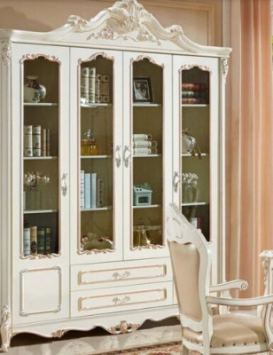 Kirjahylly Art Deco -tyyli Kaappi Vitriini Valkoinen Huonekalut Kaapit Hylly Puu