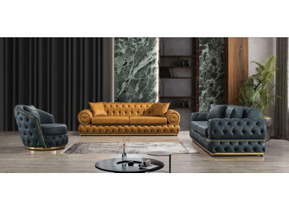 Luxus Chesterfield-sohvakokonaisuus 3+3+1-istuttava kokonaisuus sohva nojatuoli sohvat nahka