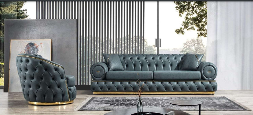 Sohvakalusto 3+1-istuttava kalusto sohva sohvat nahka nojatuoli luksus Chesterfield