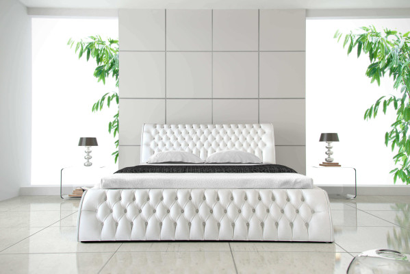 Chesterfield Bett Päällyste Design Kaksois Hotellivuode 180x200 Makuuhuone Nahka