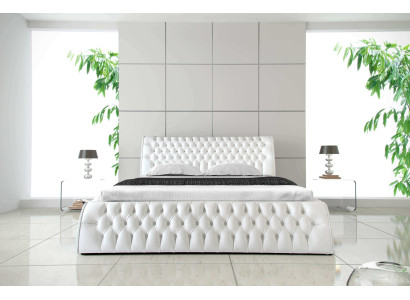 Chesterfield Bett Päällyste Design Kaksois Hotellivuode 180x200 Makuuhuone Nahka