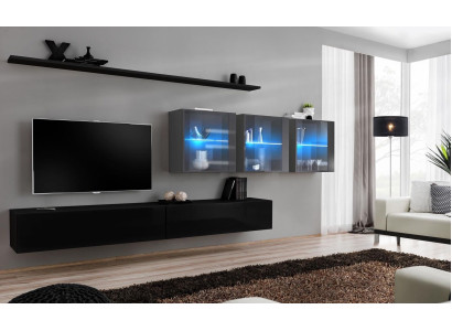 Wohnwand-sarja 7-osainen moderni olohuonekaluste TV-teline design seinähyllykokonaisuus
