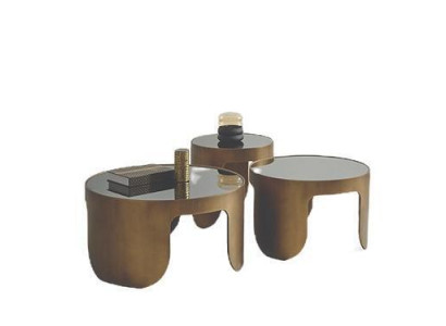 Designer-tyylinen luksussohvapöytäkokonaisuus 3x pyöreä kahvipöytäsetti