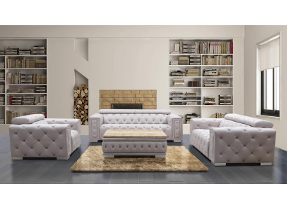 Nukketyynysohvasarja Nahka Design Chesterfield Sohvakalusto 3+2+1 9914 Uusi