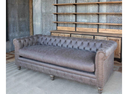 Chesterfield 3-istuttava Klassinen Luxuksessa Barokki Rokoko Sohva Tekstiili Nahka