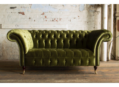 Klassinen sohva 2 sitzer chesterfield sohva textil, mukaan lukien kiteet vihreä ja uusi