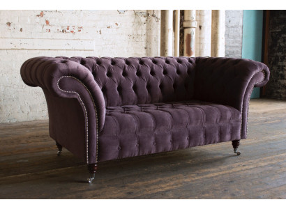 Avoin 2-istuttava Chesterfield Design Rentoutumissohva Pehmeät Modernit Sohvat Violetti Uus