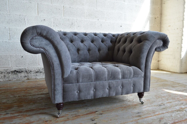 Karhatuolin sohva verhoiltu sohva Chesterfield Sohvat 1.5 Istuen yksittäinen harmaa tekstiili