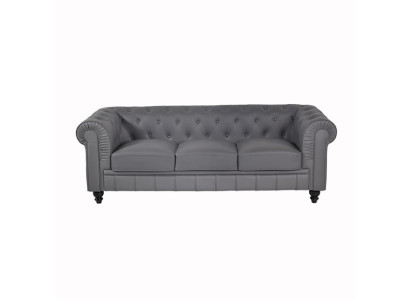 Väriharmaa Chesterfield-toimistososia Emfpangs-sofalla keinonahkaa tekstiilillä Uusi jvmoebel ®