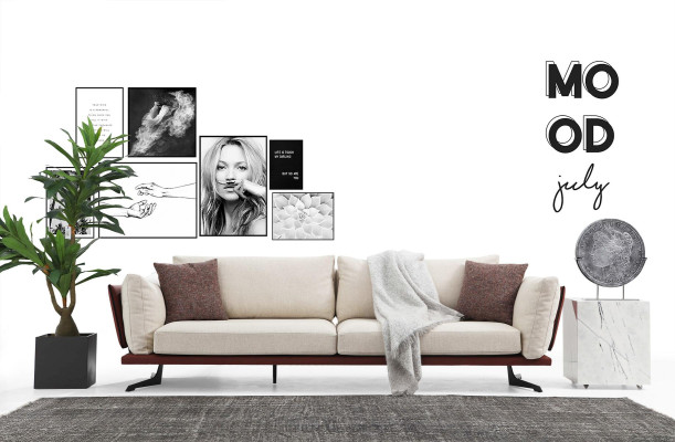 Kaksi SEATER -sohva 2 istuvaa kangasta beige moderni muotoilu olohuone ylellisyys
