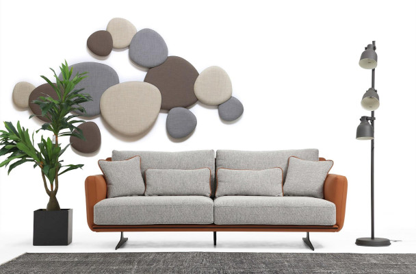 Kaksi SEATER SOFA 2 Istuen kangas oranssi moderni muotoilu olohuoneen harmaa