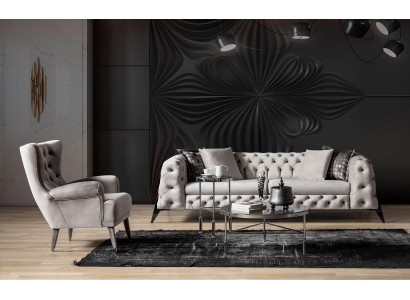 White Chesterfield -verhoilut asettavat sohvakappaleet 4-paikkaiset nojatuolit 2-osainen