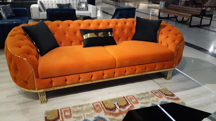 Tyylikäs 3-istuttava Chesterfield-sofa Oranssi Modernit olohuonekalut