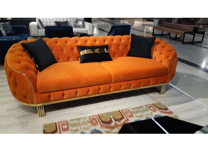 Tyylikäs 3-istuttava Chesterfield-sofa Oranssi Modernit olohuonekalut