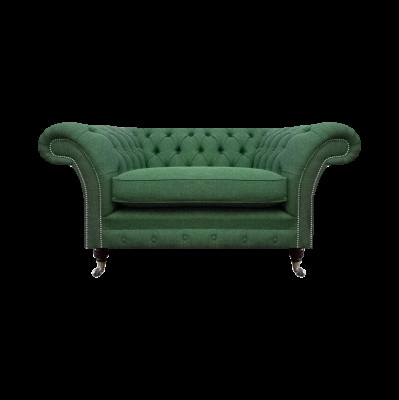 Tyylikäs Chesterfieldin vihreä nojatuoli olohuone Textile Noble Single -Streater