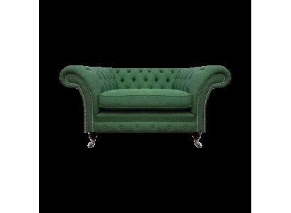 Tyylikäs Chesterfieldin vihreä nojatuoli olohuone Textile Noble Single -Streater