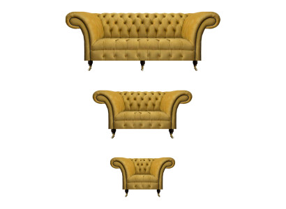 Noble Yellow Chesterfield asetti verhoilun huonekalut Textile -sohvat 3TLG -sarja