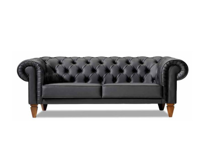 Tyylikäs Chesterfield Musta Kolmeistuttava Moderni Rikkaat Pöydät