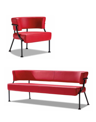 Punainen sohva Carnitur Modern Kunstleder Bank -suunnittelija Einsitzer 2TLG -sarja