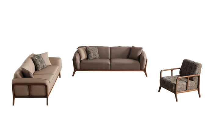 Brown-Beige olohuone sohva Carnitur olohuoneen suunnittelijakalusteet 2x sohvat