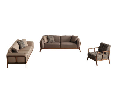 Brown-Beige olohuone sohva Carnitur olohuoneen suunnittelijakalusteet 2x sohvat