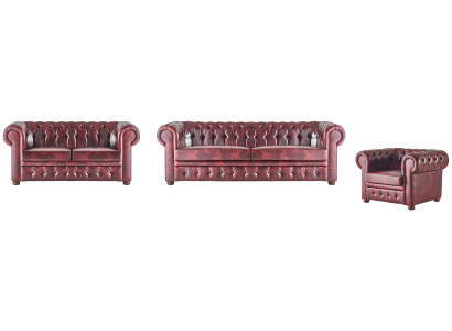 Istuinkalusteet Bordeaux 3-paikkainen 2-paikkainen nojatuoli Chesterfield Classic Furniture