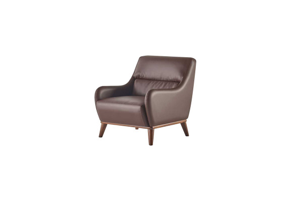 Sitzmöbel Komplett-Set 2-Sitzer Sessel Braun Leder Klassisch Leder Holz