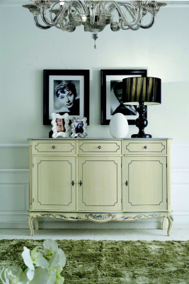 Design-huonekalut Tyylikäs Klassinen Lipasto Valkoinen Sideboard Puu Italialainen