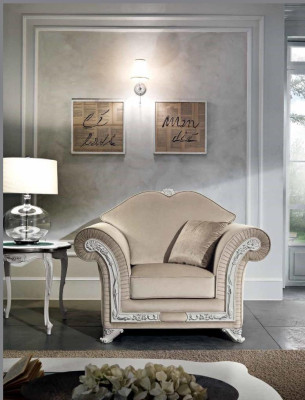 Sessel Luxus Klassinen Yksittäinen Istuin Puu Beige Nojatuoli Olohuonekalut Italia