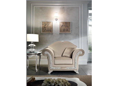 Sessel Luxus Klassinen Yksittäinen Istuin Puu Beige Nojatuoli Olohuonekalut Italia