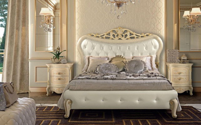 Chesterfield Sänky Pehmuste Design Luksus Kaksois Hotellivuode Italialainen Puu Uusi