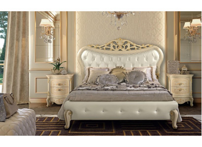 Chesterfield Sänky Pehmuste Design Luksus Kaksois Hotellivuode Italialainen Puu Uusi