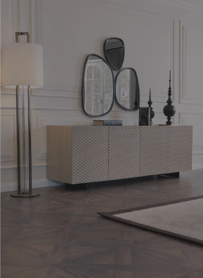 Olohuoneen peili ja tarjoilukaappi, hienostunut design, luksus 2-osainen uusi beige
