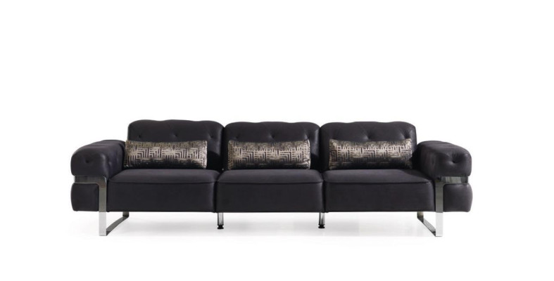 3-paikkainen sohva Kolmepaikkainen tekstiili luxus huonekalut design sohva musta