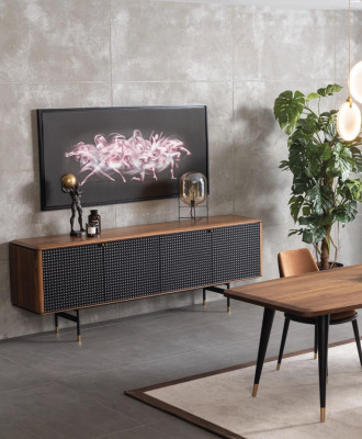 Olohuoneen tarjoilupöytä ruskea luksus tyyli moderni puinen sivupöytä Loft 228 cm