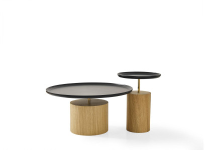 Sohvapöytä Luxus Puu Design Pöytä Sivupöytä Musta Pyöreät Pöydät Uusi