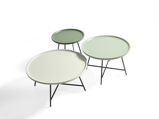 Kolmiosainen puinen sohvapöytäsetti, design- pöytä, olohuoneen pöytä
