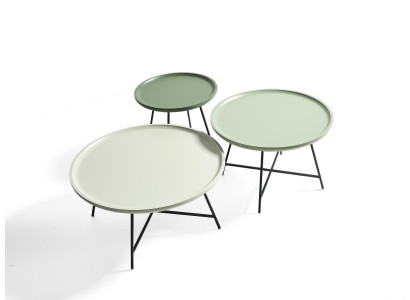 Kolmiosainen puinen sohvapöytäsetti, design- pöytä, olohuoneen pöytä