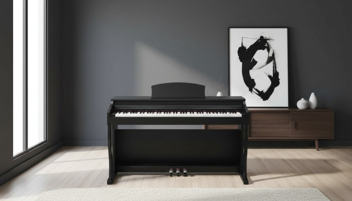Mustat digitaaliset piano kotiin